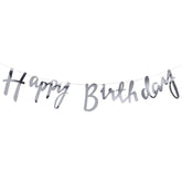 PartyCorp Silver Happy Birthday Alphabets Letters Banner Decoration for All Ages, Birthday Party Supplies